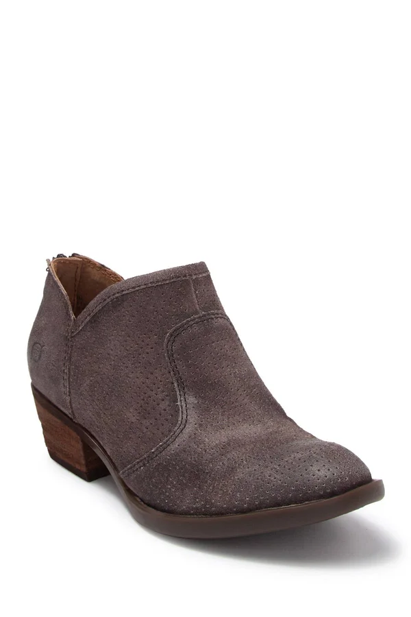 Born Ven Perforated Suede Bootie Grey at Nordstrom Rack - Womens Shoes & Boots - Womens Booties