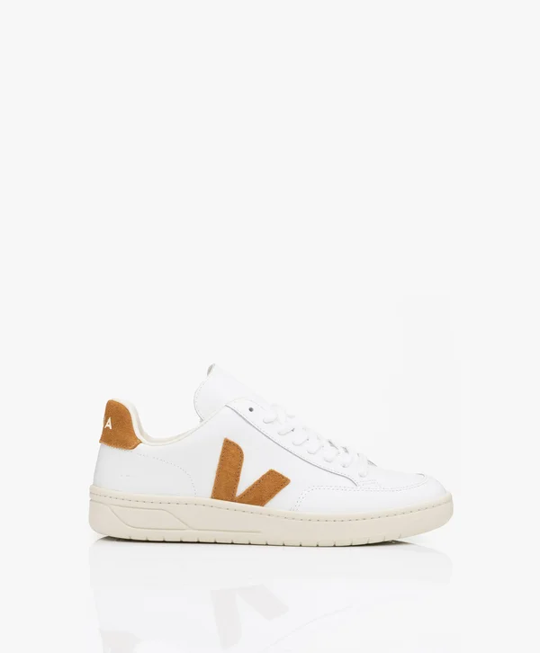 Veja V-12 Leather Sneakers in White