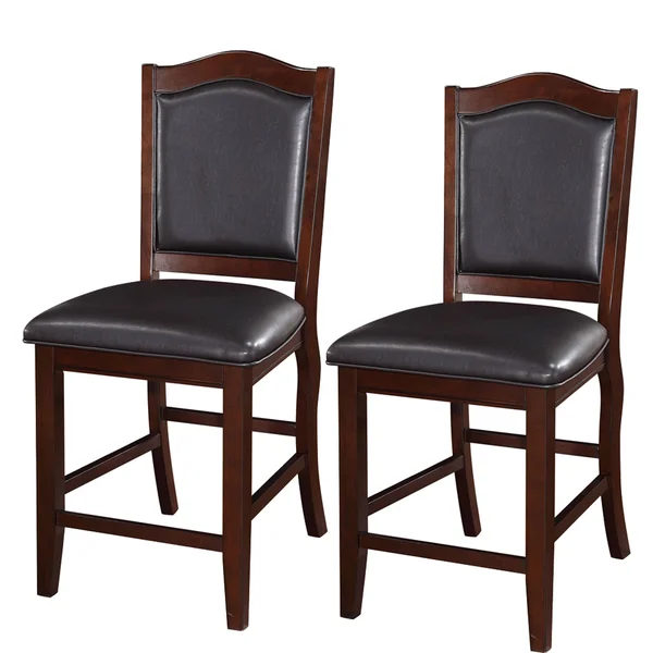 Wooden Armless High Chair Espresso Brown & Black Set of 2