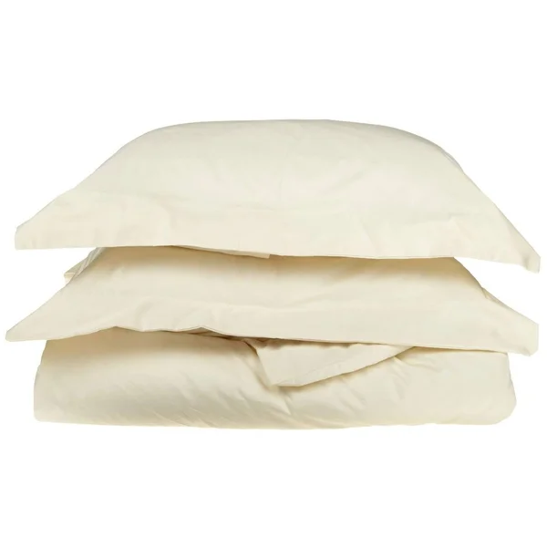 500 Thread Count 100% Cotton Solid 3-Piece Duvet Cover Set by Superior Ivory, Size: Full/Queen
