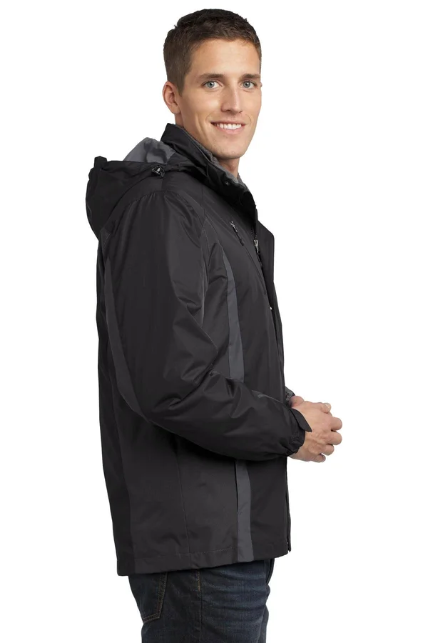 Port Authority J321 Colorblock 3-in-1 Jacket - Black/ Black/ Magnet Grey - 3XL