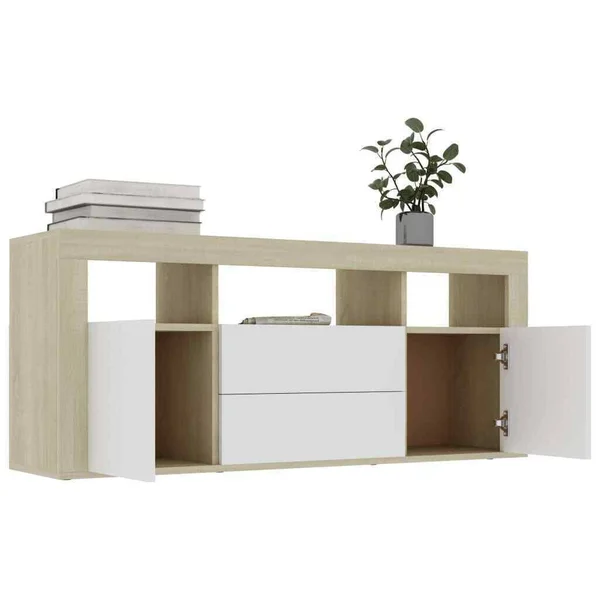 vidaXL TV Cabinet White and Sonoma Oak 47.2x22x11.8x22x19.7x22 Chipboard