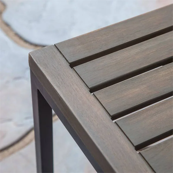 Noble House Hopkins 54 in. Grey Wood and Black Metal Outdoor Bench