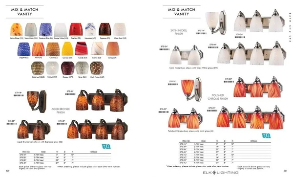 Elk Lighting 570-1C-FR-LED 1 Light Vanity in Polished Chrome and Fire Red Glass