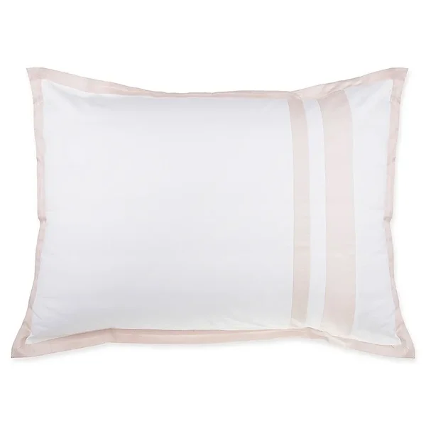Wamsutta Hotel Border Micro Cotton King Pillow Sham in White/Blush