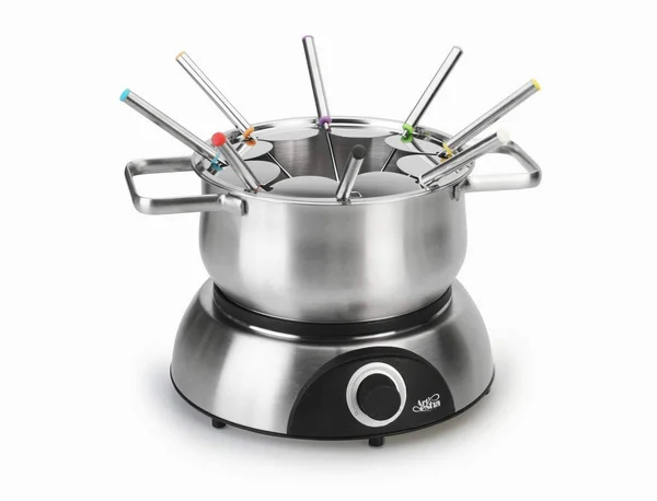 Artestia Electric Chocolate & cheese Fondue Set with Two Pots - Serve 8 Persons (Stainless Steel, Ceramic Pots, Stainless St