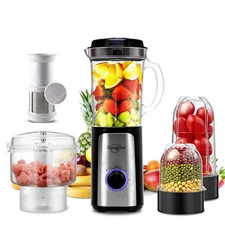 5 in 1 Personal Blender - 350 Watt High-Speed Smoothie Blender Single Serve Blender for Shakes and Smoothies, Mini Blender with 3