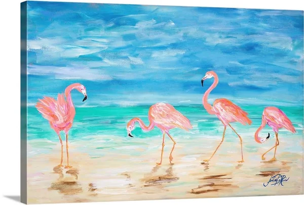 Flamingo Beach, Canvas Wall Art, 30x20, Great Big Canvas