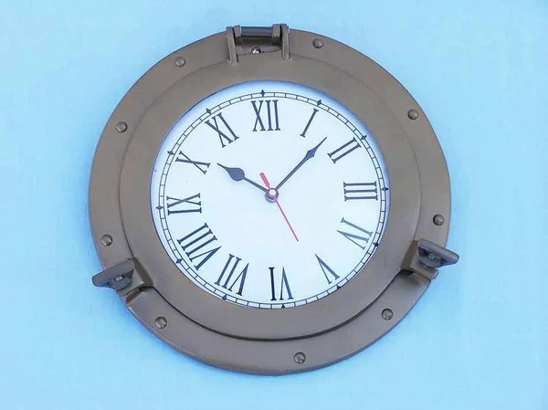 Antique Brass Decorative Ship Porthole Clock 8x22