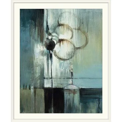 &Blue Modern I& by Terri Burris Painting Print Great Big Canvas Format: White Frame - Size: 32x22 H x 27x22 W x 1x22 D