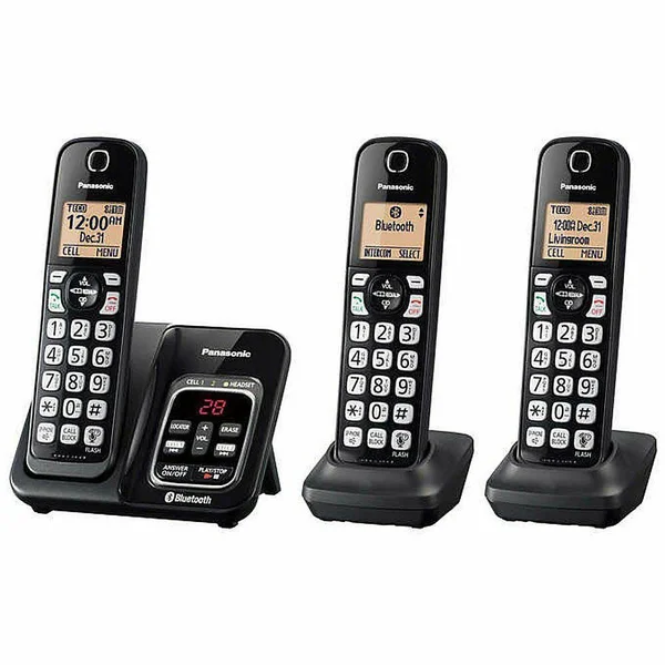 Panasonic Kx-tg833sk 3 Handset Cordless Phone w/ Link2Cell Bluetooth & Talking Caller ID