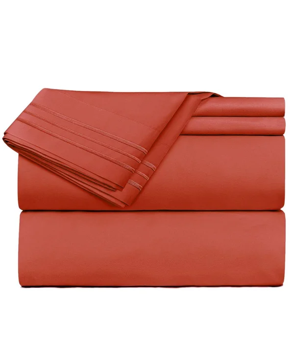 Clara Clark Premier 1800 Series Deep Pocket 4 pc. Sheet Set - California King - Orange