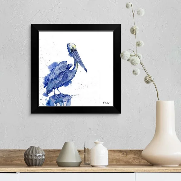 Arianna Pelican - White, Black Framed Wall Art, 16x16, Great Big Canvas