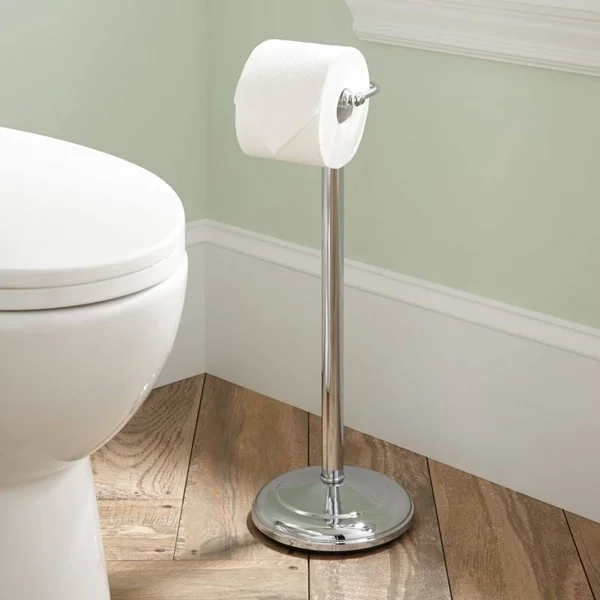 Signature Hardware 902862 Free Standing Spring Bar Toilet Paper Holder - Chrome, Silver