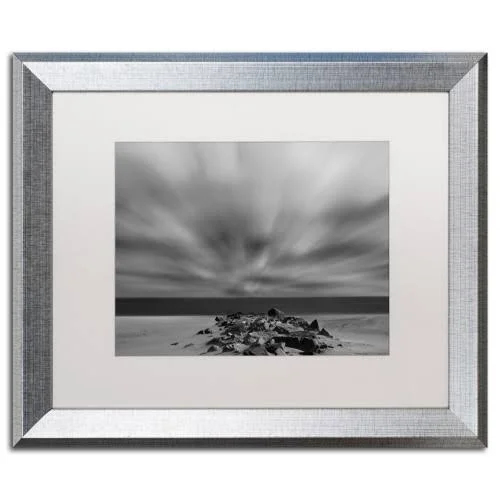 Trademark Fine Art Windy Beach Framed Photographic Print - Matte Color: White, Size: 16x22 H x 20x22 W x 0.5x22 D