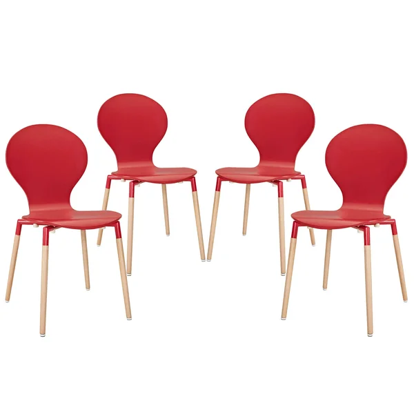 Modway Path Dining Chair - Set of 4, Red
