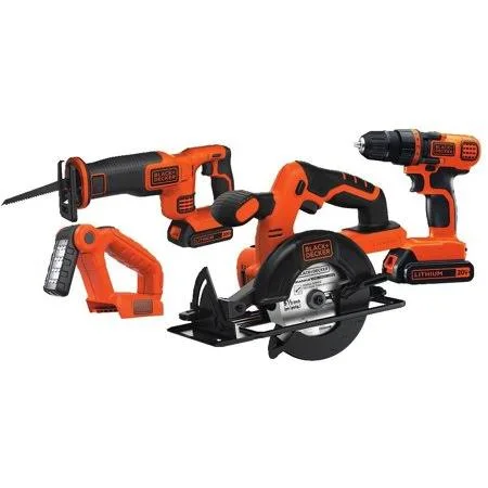 Black+decker 20V Max Cordless Drill Combo Kit, 4-Tool (bd4kitcdcrl)