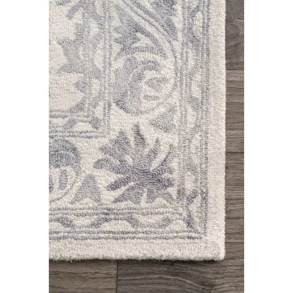 nuLOOM Krause Faded Floral Gray 2 ft. 6 in. x 12 ft. Indoor Runner Rug