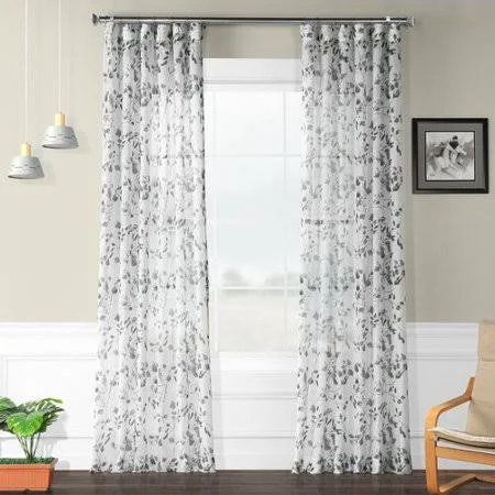 Charlton Home Haynie Printed Sheer Polyester Single Curtain PANEL - Gray