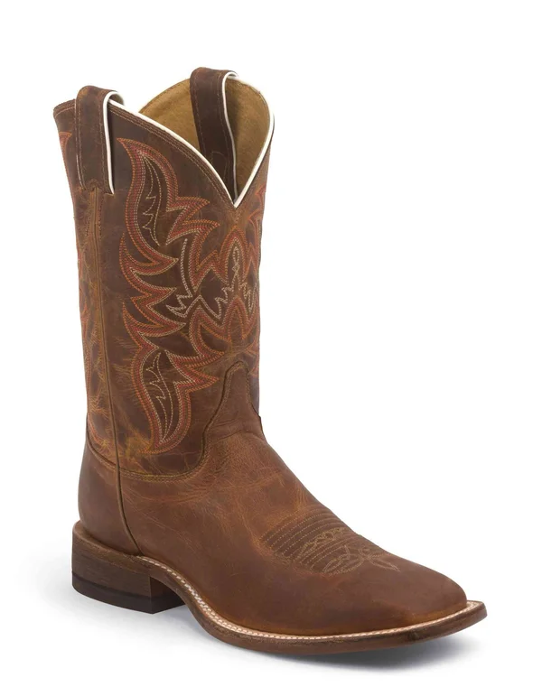 Justin Men's Bent Rail Western Boots - Distressed Cognac