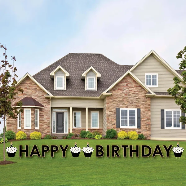 Adult Happy Birthday - Gold - Yard Sign Outdoor Lawn Decorations - Happy Birthday Yard Signs, 14.5 inches x 19 inches