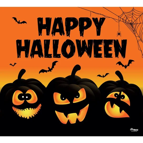 My Door Decor 285903HALL-005 7 x 8 ft. Happy Halloween Jack O Lanterns Halloween Door Mural Sign Car Garage Banner Decor Multi C