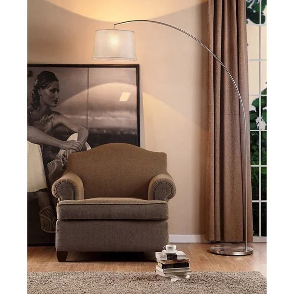 Ore International Oma 84.5 in. Brushed Nickel Arch Floor Lamp