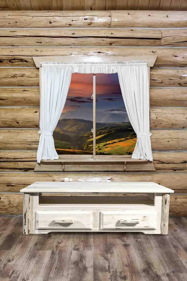 Montana Collection Two Drawer Sitting Chest/Entertainment Center, Ready to Finish