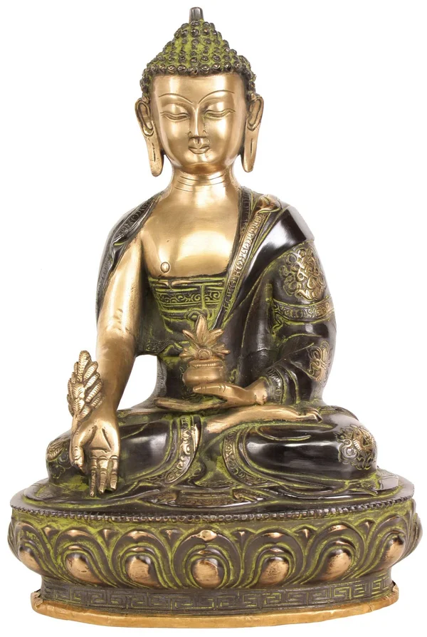 Tibetan Buddhist Deity Medicine Buddha, 14.6 x 10.4 x 8.7 inches