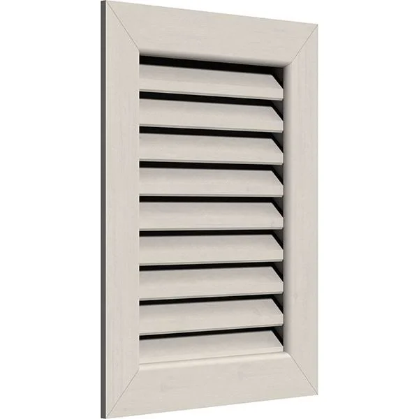 12 inchw x 16 inchh Vertical Gable Vent (17 inchw x 21 inchh Frame Size): Primed - Functional, Smooth Western Red Cedar Gable Ven