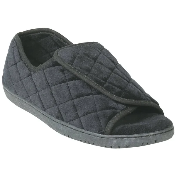 Foamtreads Women's Nova Open Toe Slippers Quilted Velvet Hard Sole - Wide Width