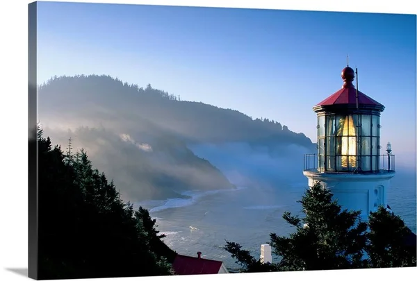 Oregon - View of Heceta Head Lighthouse in Early Morning Sun, Canvas Wall Art, 60x40, Great Big Canvas