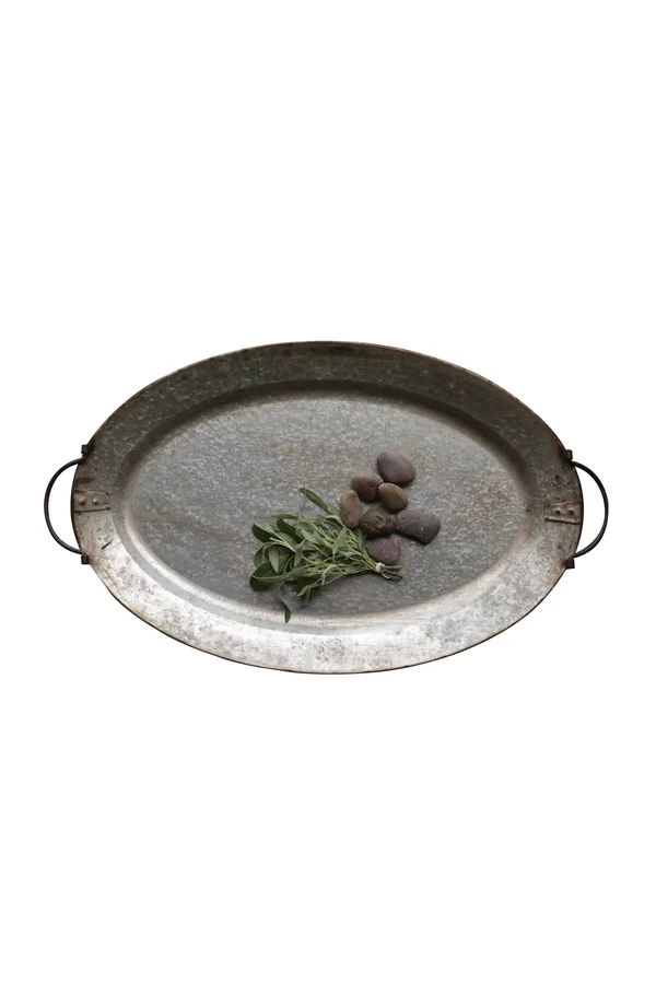 Decorative Metal Tray with Handles