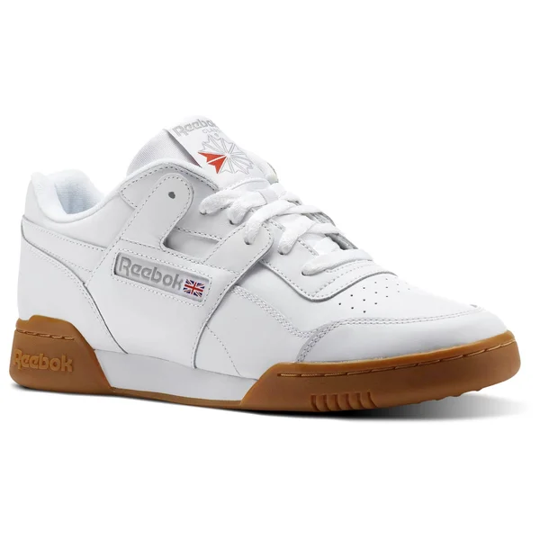 Reebok Men Workout Plus Sneaker - White/Carbon/Classic Red, 6