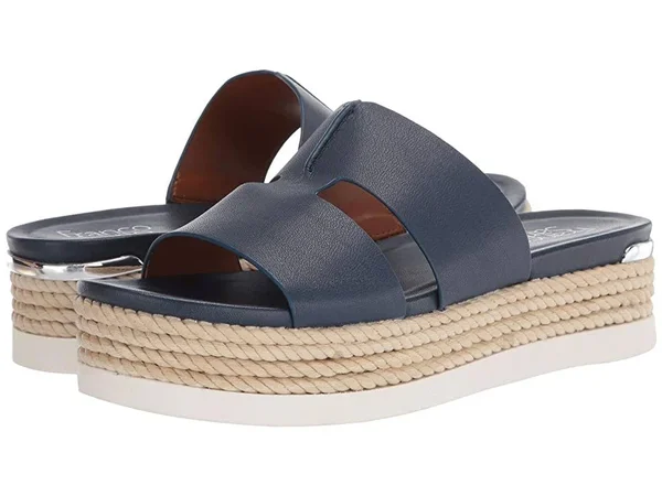 Franco Sarto Women's Kenny Platform Slide - Lapis Blue Bazini Leather
