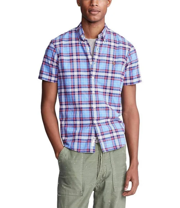 Polo Ralph Lauren Men's Classic Fit Oxford Shirt - Blue/Red Multi - S