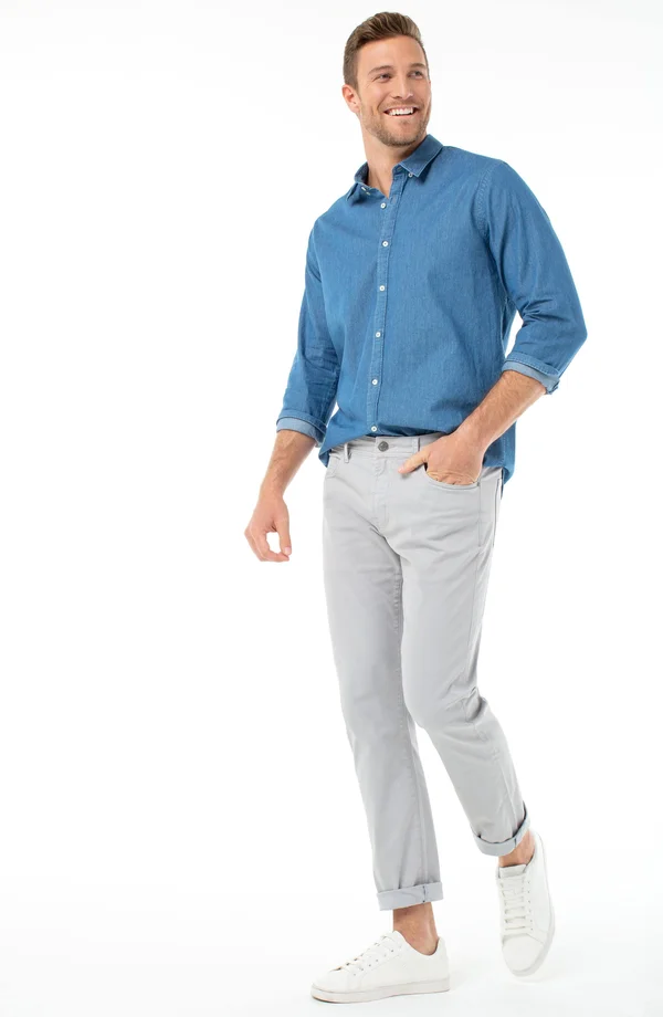 Liverpool Men's Regent Relaxed Straight Peached Colored Twill Jeans in White - Cotton, Size 38/34