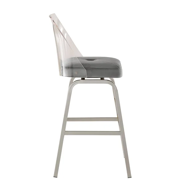 Set of 2 29x22 Svana Chrome Finish Velvet Barstools Blue/Steel - Inspire Q