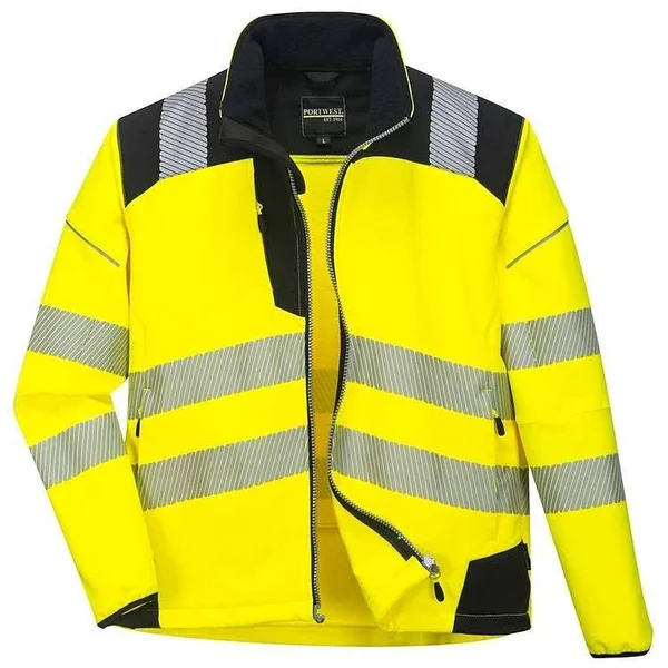 Portwest PW3 Hi-Vis Softshell Jacket in Orange/Black Size Large Polyester - All Seasons Uniforms