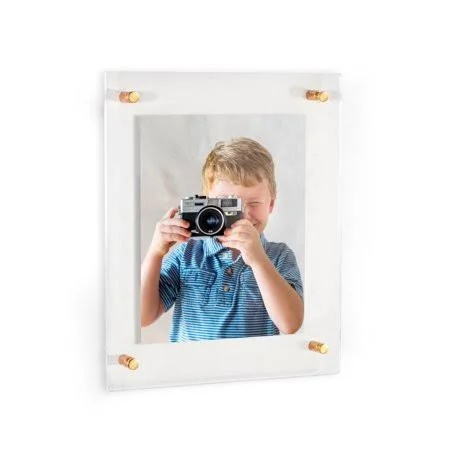 ArtToFrames Floating Acrylic Frame for Photos Up to 16x24 Inches (Full Frame Is 20x28) with Gold Acrylic Standoff Hardware - Size