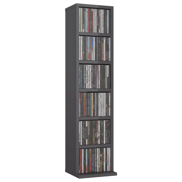 vidaXL CD Cabinet High Gloss Gray 8.3x22x7.9x22x34.6x22 Chipboard