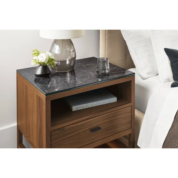 Room & Board - Modern Berkeley One-Drawer Nightstand Made from Cherry Wood, Natural Steel Pulls