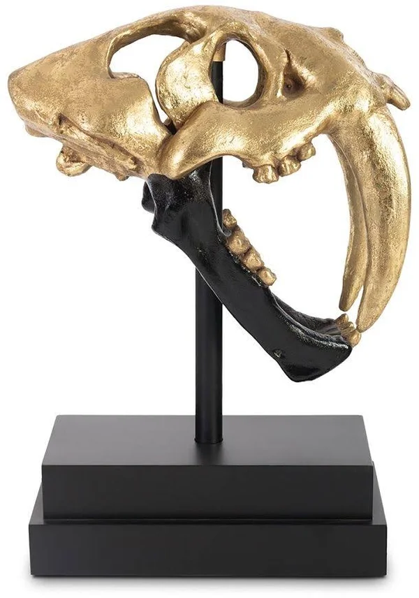 Phillips Collection Saber Tooth Tiger Skull - Black, Gold Leaf