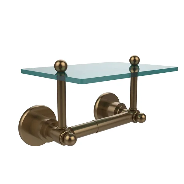 Allied Brass AP-GLT-24-BBR Astor Place Collection Two Post Toilet Tissue Holder with Glass Shelf Brushed Bronze