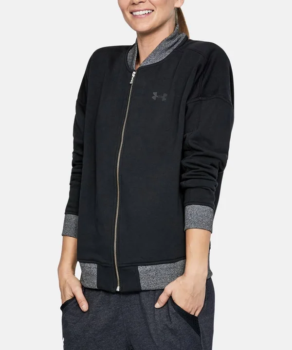 Under Armour Women's Threadborne Fleece Bomber - Black