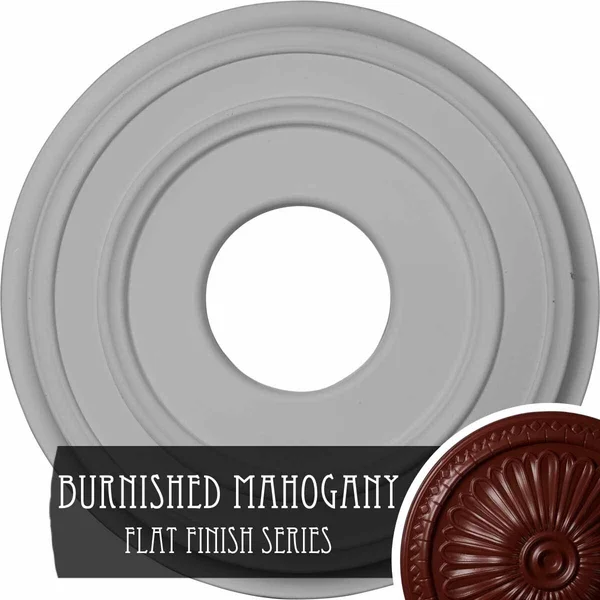 12 3/8x22OD x 4x22ID x 1 1/8x22P Classic Ceiling Medallion (Fits Canopies Up to 7 1/4x22), Hand-Painted Brushed Mahogany