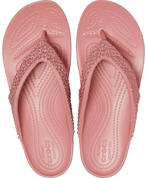 Crocs Women's Kadee II Embellished Flip - Pink - Flip-Flops