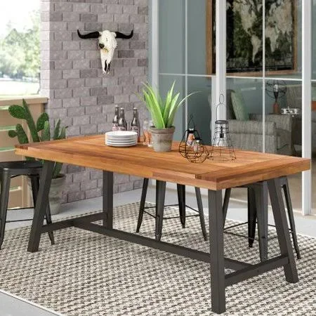 17 Stories Polanco Outdoor Dining Table - Brown
