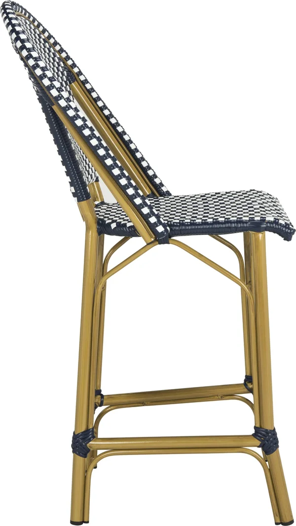 Safavieh Gresley Indoor-Outdoor Stacking French Bistro Counter Stool - Navy/White