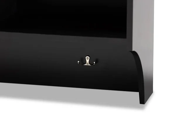 Baxton Studio Maya Modern Transitional Black Finished Wood Entryway Wall Mounted Coat Rack with Shelves